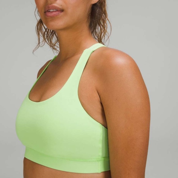 Lululemon Energy Sports Bra Top 6 Medium Support Screaming Green Light Run Gym - Picture 3 of 6